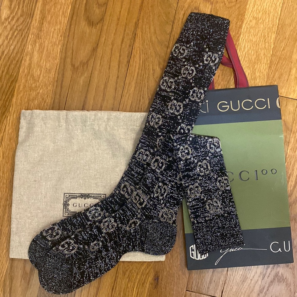Gucci Signature GG Lurex Knee Socks